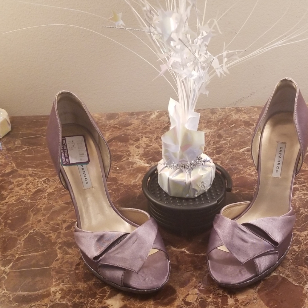 Silver/Gray Blue Caparros Rhinestone Evening Shoes